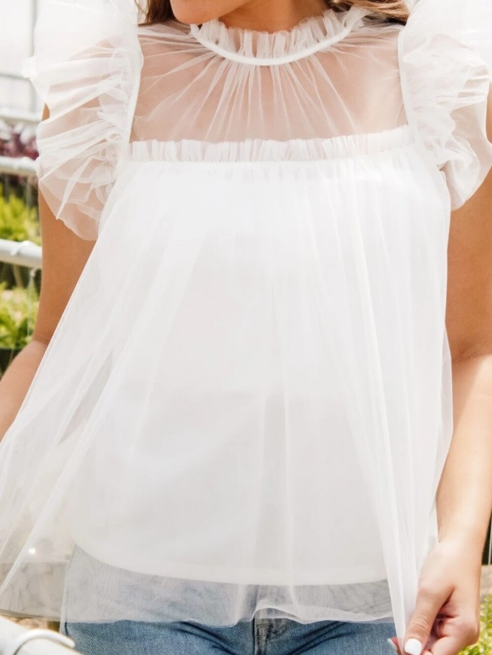 White Tulle Ruffle Top - Picture 7 of 7